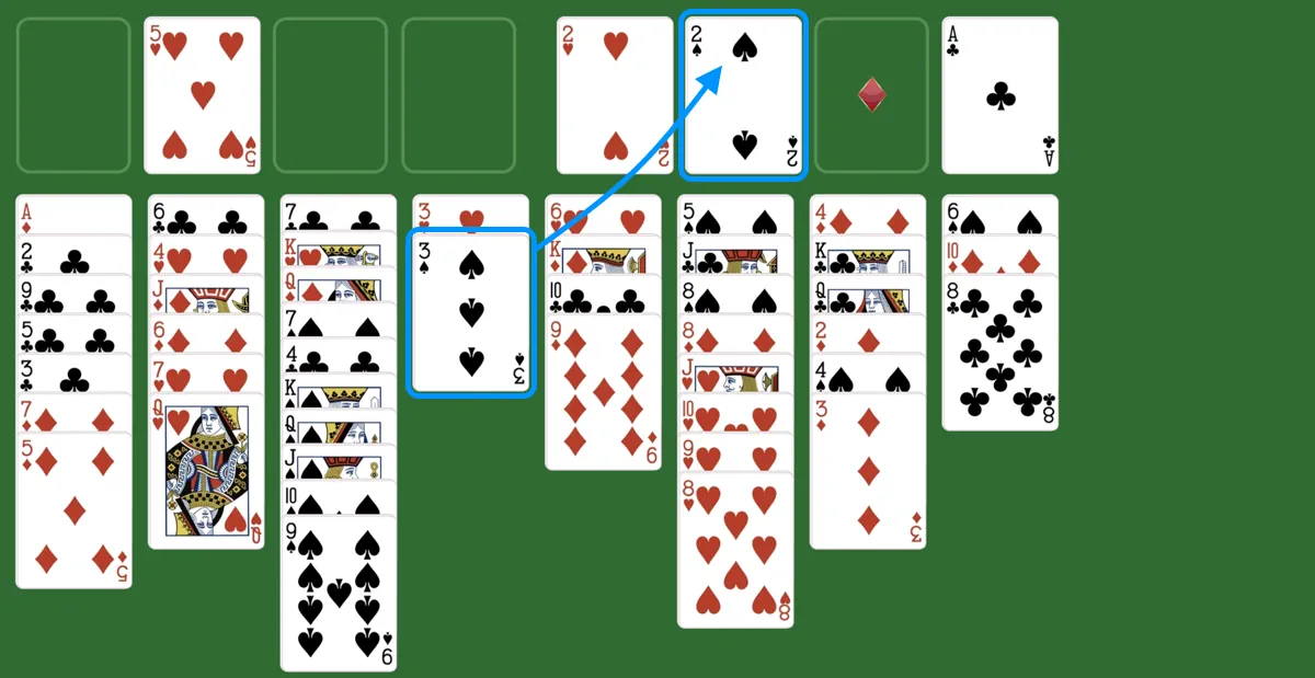 Move a card to the foundation pile in bakers game