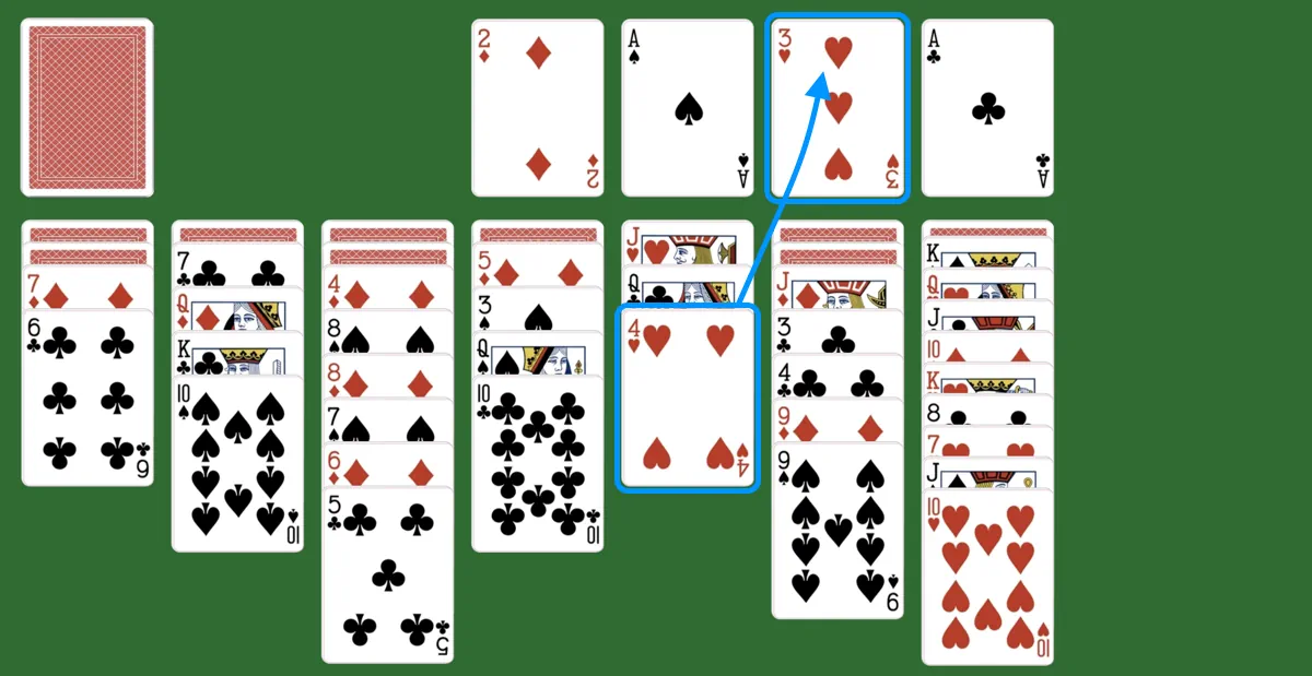 Move a card to a foundation pile in easthaven solitaire