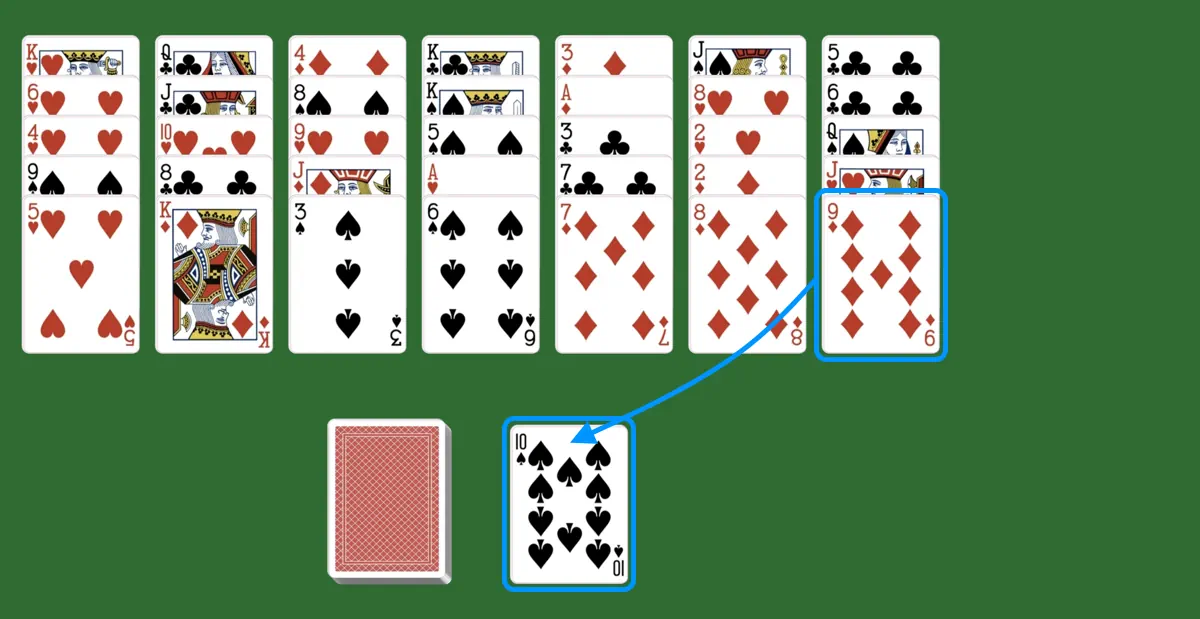 Play a card in golf solitaire