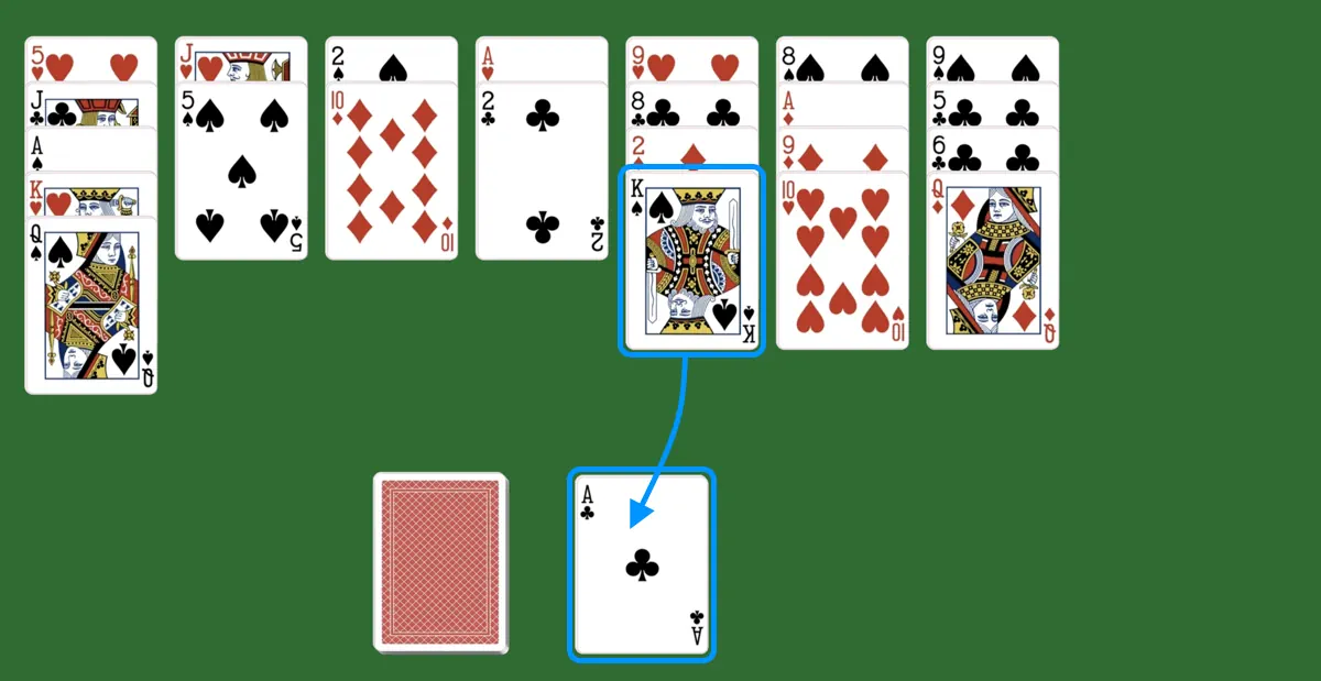 Play a king over ace in golf solitaire