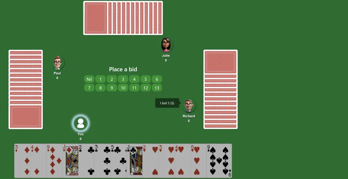 Make a bid in spades